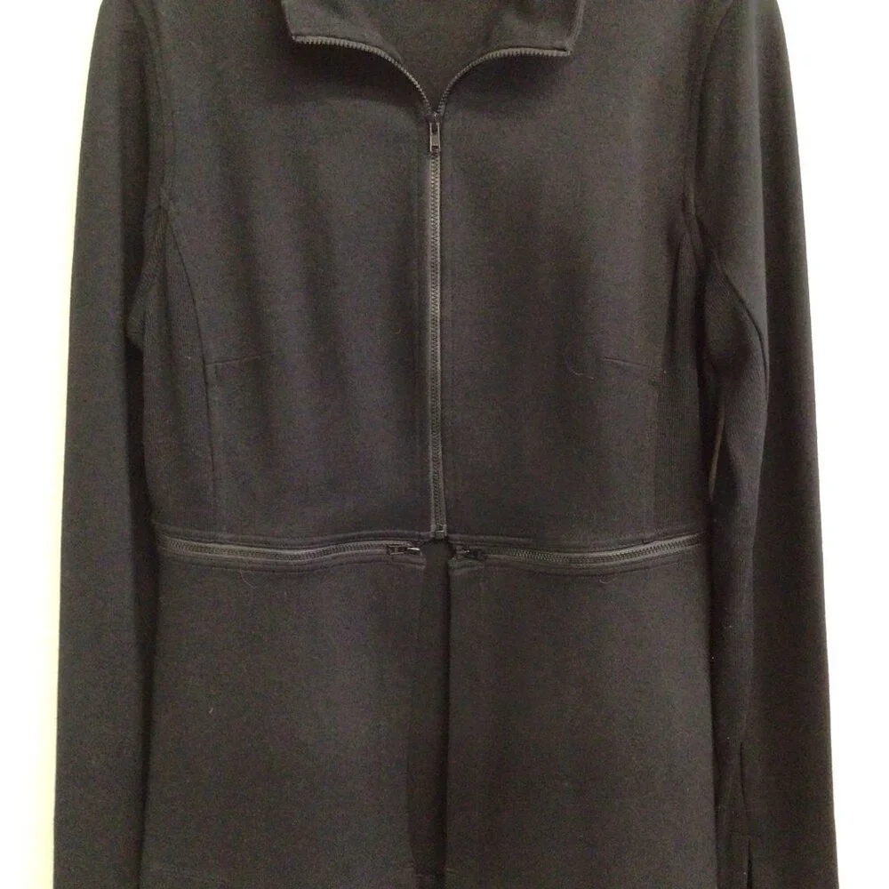 Cabi Relax Convertible Stretch Ponte Knit Long Black Zip Jacket 5655 Sz Medium - Picture 6 of 14